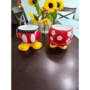 New Mickey Minnie Mouse Feet Shoes Disney Planter 5” Garden Pottery Pair  CUTE ￼